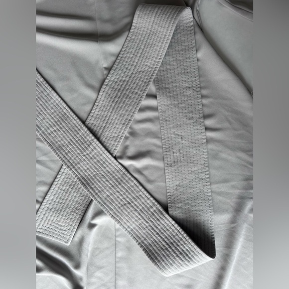 Oak + Fort belt wrap midi beige neutral round neck midi dress - Picture 10 of 12